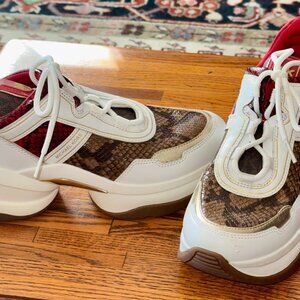 Olympia Michael Kors Sneakers Red & Snakeprint Size 9M